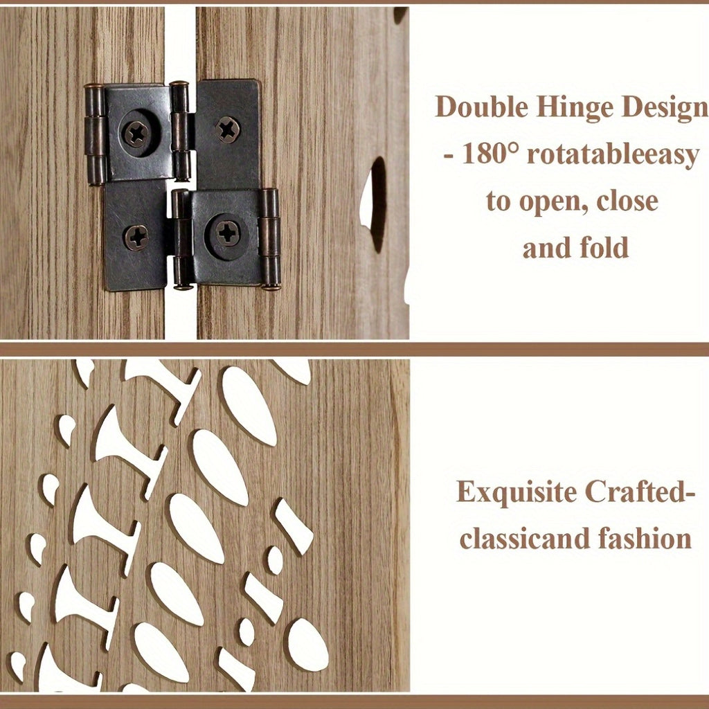 Boho Room Divider 95'' W Portable Room Dividers And Folding Privacy Screens, 7.92ft Wood Divider for Room Separation, 3\u002F6 Panel Partition Room Dividers Freestanding Wall Divider Screen for Dorm Studio Office, Natural Wood\u002FAntique White