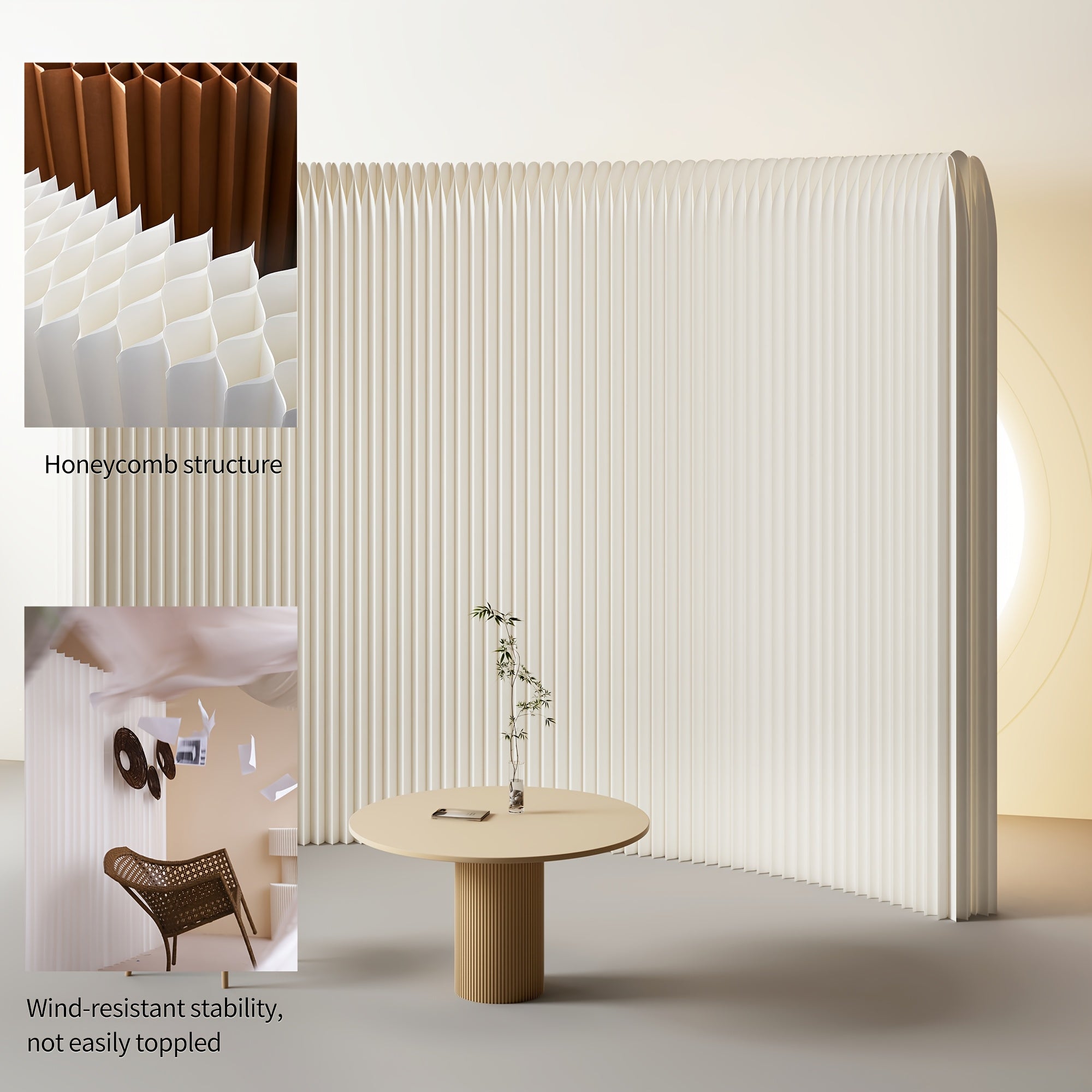 Room Divider, Bedroom, Foldable Room Divider Screen Crafted From Kraft Paper, Offering Versatile Placement for Offices, Living Rooms, And Beauty Salons