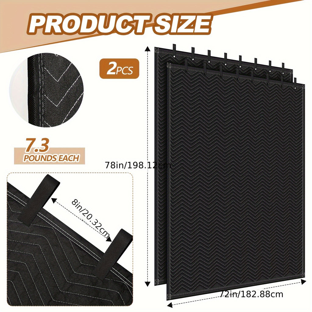 2pcs Sound Dampening Blanket Soundproof Blanket Grommeted Sound Dampening Blanket Studio Sound Absorption Sheet Light Blocker, Insulated Blanket, General Indoor Or Outdoor Use (72 X 78 Inches)