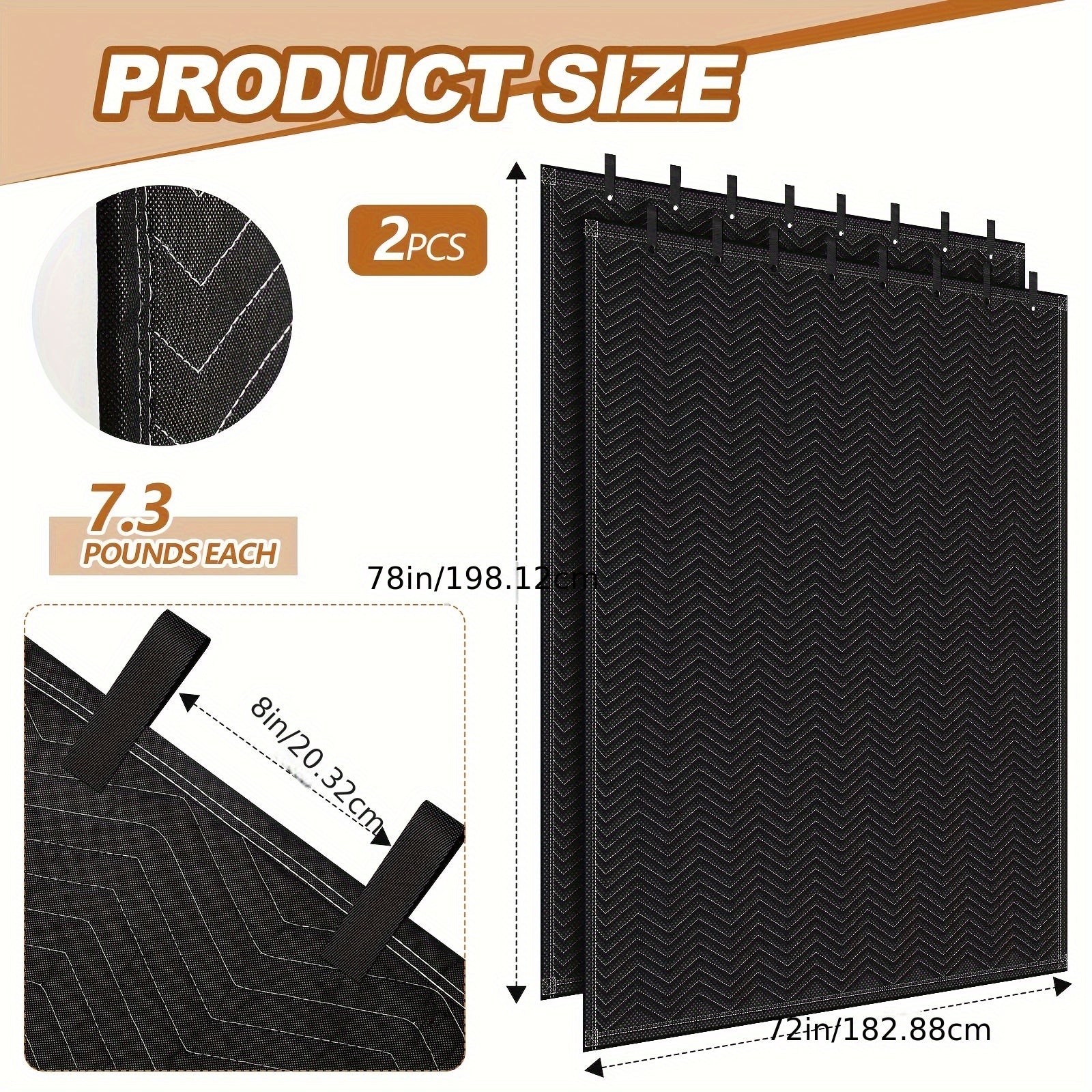 2pcs Sound Dampening Blanket Soundproof Blanket Grommeted Sound Dampening Blanket Studio Sound Absorption Sheet Light Blocker, Insulated Blanket, General Indoor Or Outdoor Use (72 X 78 Inches)
