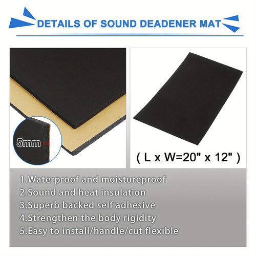 27pcs Car Heat Sound Deadening Insulation Mat 5mm 197mil 43.59sqft Automobile Sound Deadening Heat Insulation Material Cotton Blend Door Audio Noise Insulation for Auto Hood Engine Roof Door Trunk