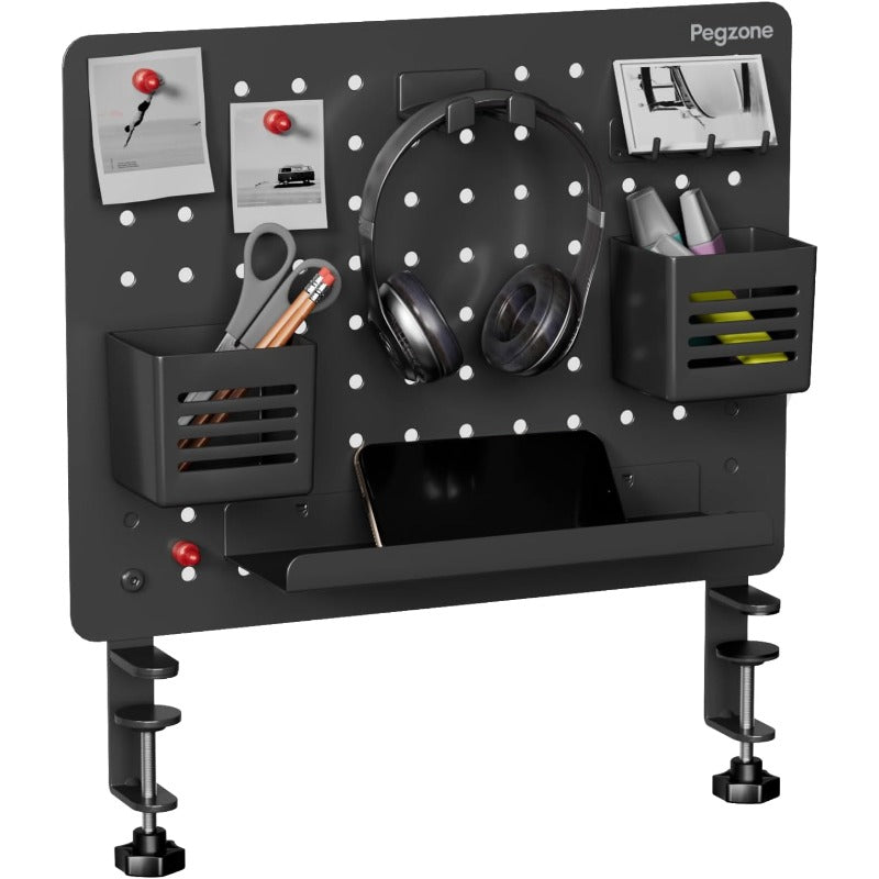Metal Magnetic Pegboard Desk Organizer with Privacy Panel - 16.5\