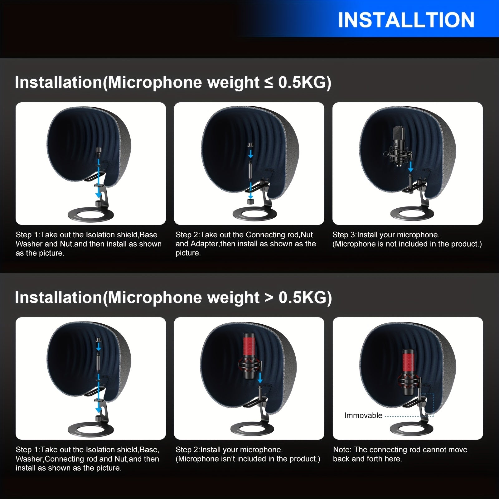 Microphone Soundproof Cover, Aokeo 2026 Professional Recording Studio Equipment, 360 Degree Music Studio Microphone Soundproof Cotton, Suitable for Various Recording Microphones Such As Gaming, Singing, Live Streaming, Etc