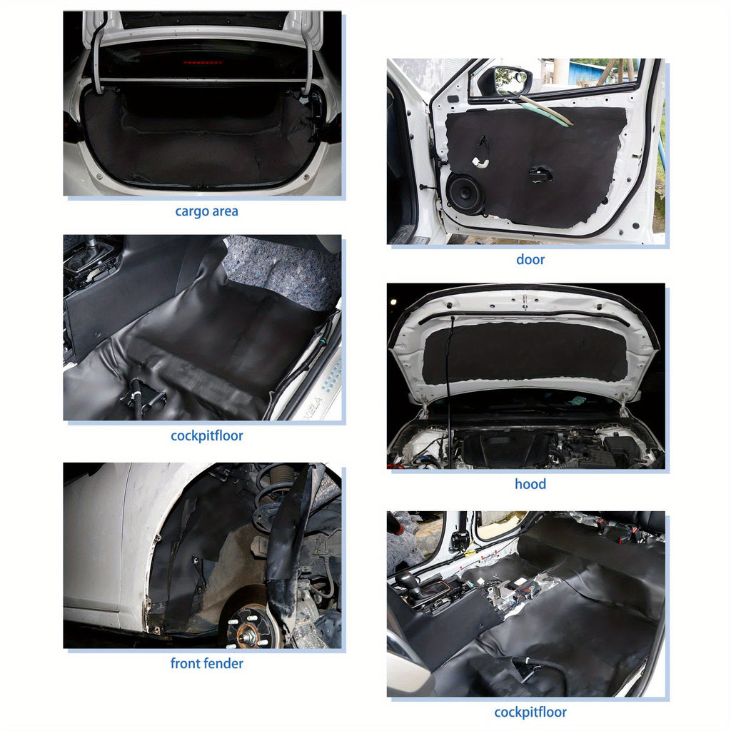 27pcs Car Heat Sound Deadening Insulation Mat 5mm 197mil 43.59sqft Automobile Sound Deadening Heat Insulation Material Cotton Blend Door Audio Noise Insulation for Auto Hood Engine Roof Door Trunk