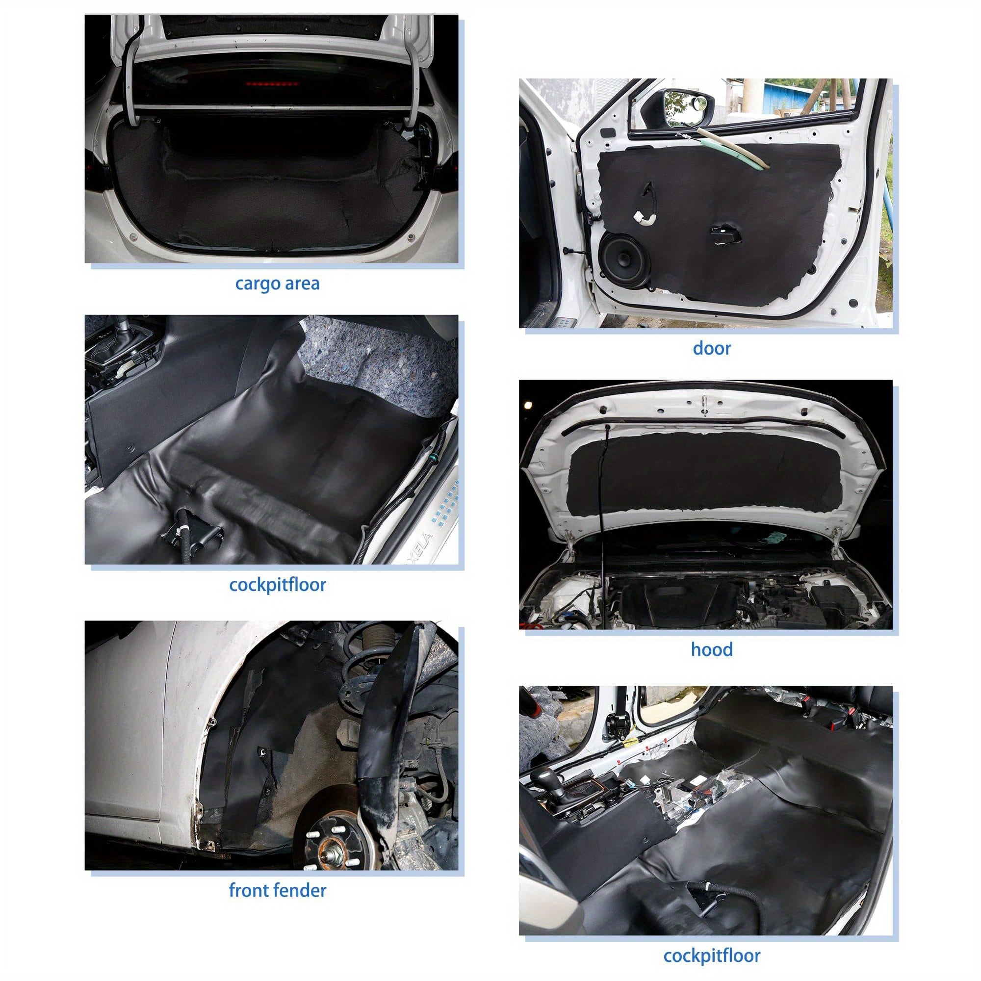 27pcs Car Heat Sound Deadening Insulation Mat 5mm 197mil 43.59sqft Automobile Sound Deadening Heat Insulation Material Cotton Blend Door Audio Noise Insulation for Auto Hood Engine Roof Door Trunk