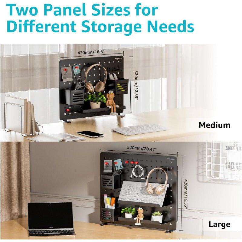 Large Clamp-On Desk Pegboard Organizer with Magnetic Board & 15 Accessories (Privacy Panel) - Heavy-Duty Frame, Easy Install, Large Panel Suitable for Office, Gaming Setup, Home Desk - Space-Saving Storage System