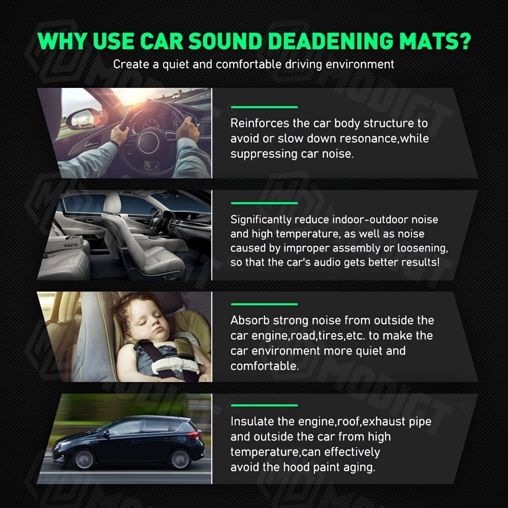 29pcs 15.75*11.81inch Sound Deadener Insulation Automotive Heat Shield Self-adhesive Mat
