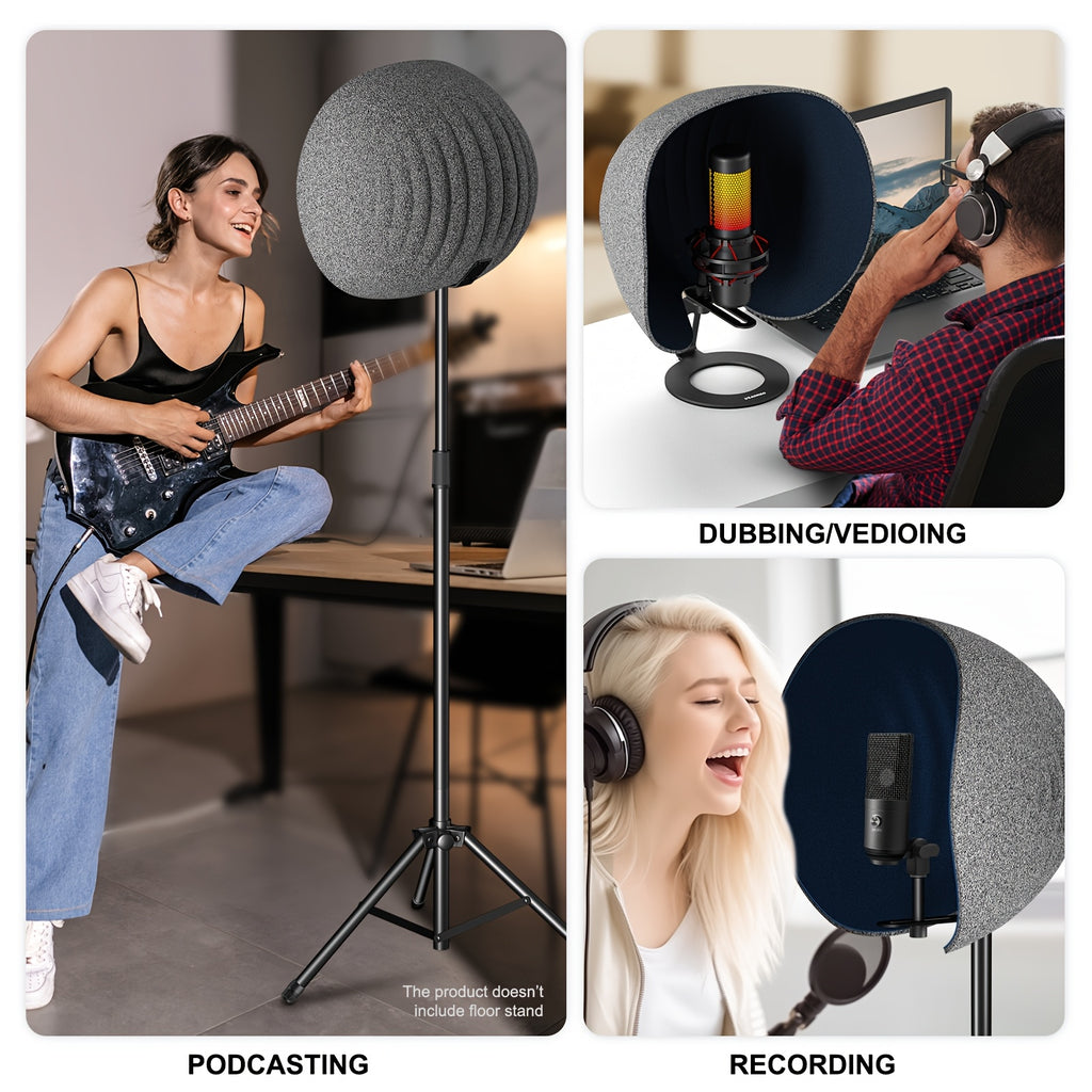 Microphone Soundproof Cover, Aokeo 2026 Professional Recording Studio Equipment, 360 Degree Music Studio Microphone Soundproof Cotton, Suitable for Various Recording Microphones Such As Gaming, Singing, Live Streaming, Etc